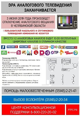 Информация о переходе Челябинской области на цифровое телевещание